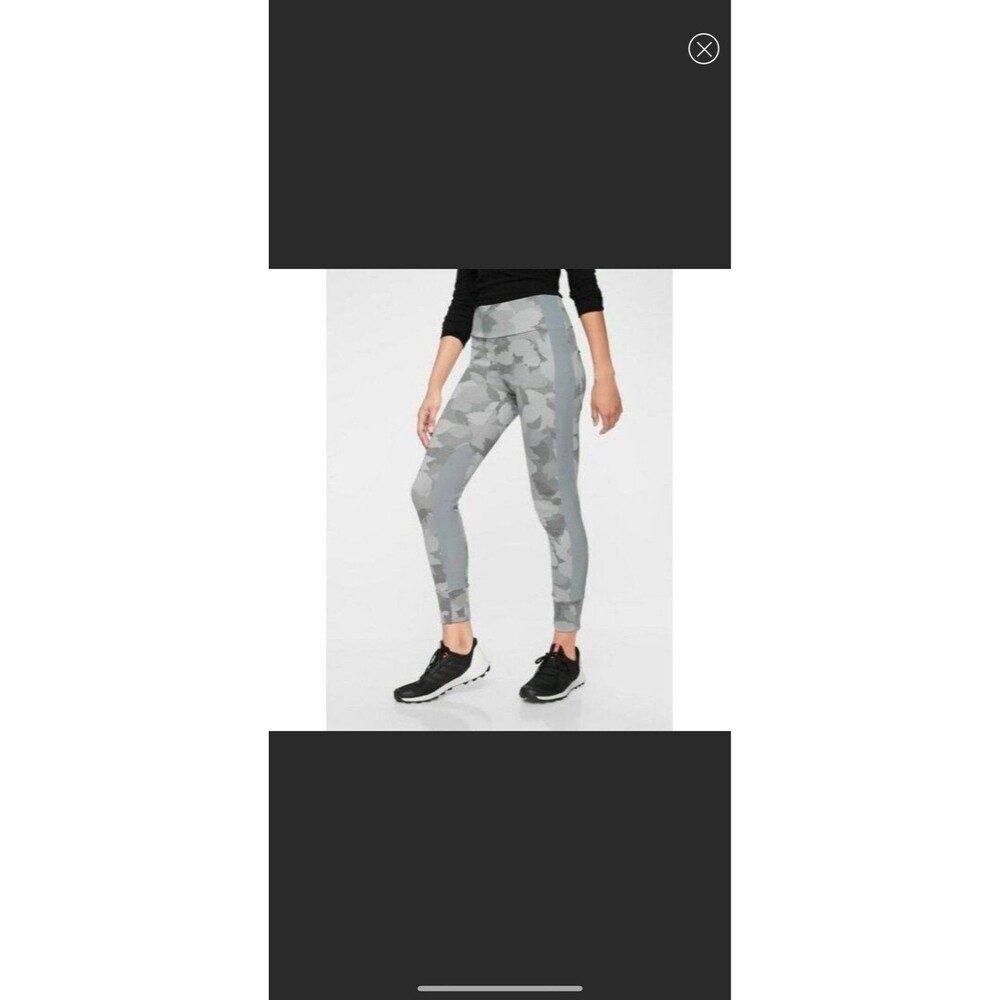 Athleta Essex Camo Hybrid Tight Cobblestone Grey L EUC
